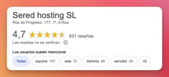 Opiniones sered en Google