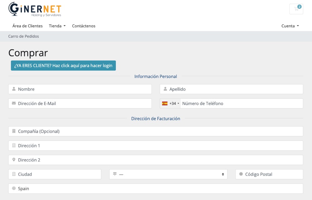 Datos personales para pagar