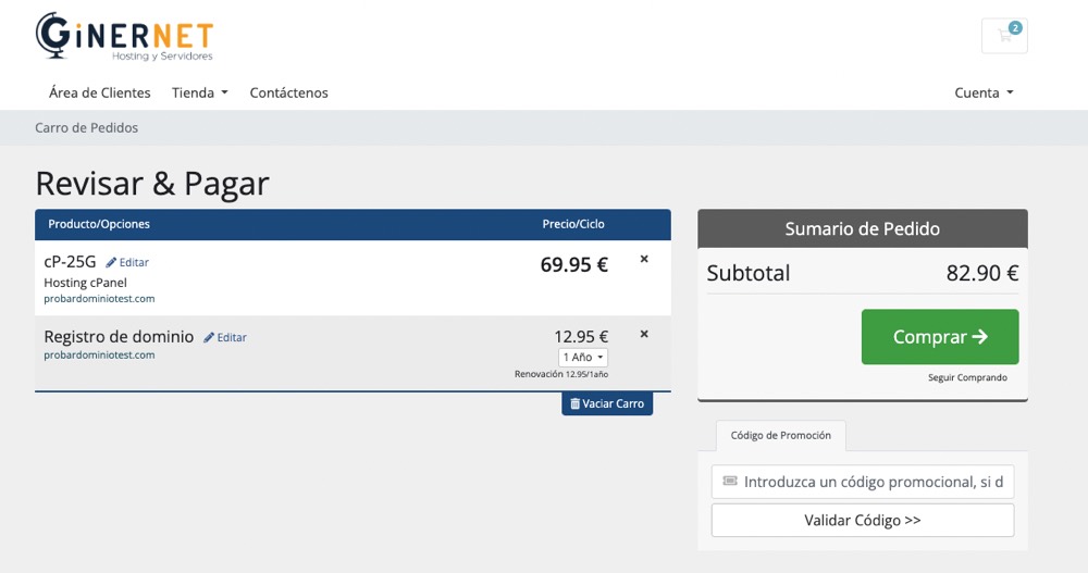 Escribir cupón Ginernet