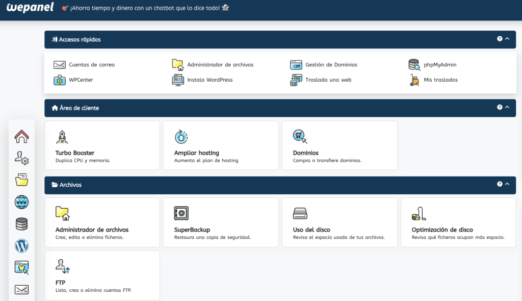 cPanel de Webempresa
